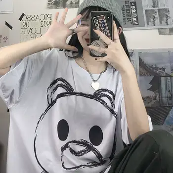 2020 moda de vara noi cu mânecă scurtă t-shirt de sex feminin coreeană vrac student cupluri alb Harajuku bărbați și femei t-shirt