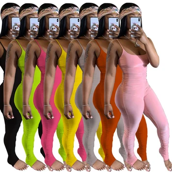 Femei sexy Sexy Suspensor Salopeta de Modă de Culoare Solidă Strans Pantaloni Lungi de Vara Noi Slăbire stivuite salopeta