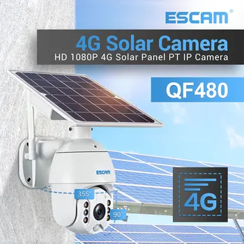 ESCAM QF480 4G Solar Camera 1080P de Stocare Cloud PTZ Baterie PIR Alarma IP aparat de Fotografiat Impermeabil IP66 Două căi Audio
