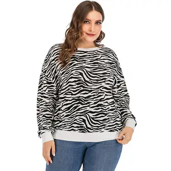 Mostnica Moda Zebra Cu Dungi Imprimate Femei, Plus Dimensiune Hanorac Picătură De Umăr Mâneci Lungi Pulover Hoodies Liber Streetwear
