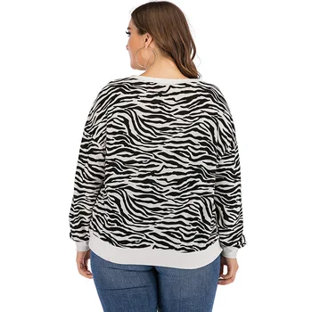 Mostnica Moda Zebra Cu Dungi Imprimate Femei, Plus Dimensiune Hanorac Picătură De Umăr Mâneci Lungi Pulover Hoodies Liber Streetwear