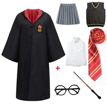 Potter, Hermione Cosplay, Costume De Haine Magice Pentru Potter Mantie Cape Haine Fusta Tricou Pulover Eșarfă Cravată Bagheta Accesorii
