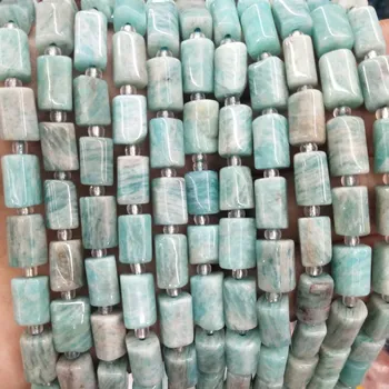 Piatra naturala Fatetate Albastru Amazonite Margele Cilindru Demontabil Margele Pentru Bijuterii Farmec DIY Face Brățară Colier Accesorii