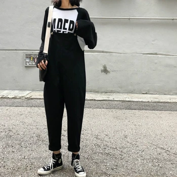 Salopete Pentru Femei Primavara-Vara Solid Armata Verde Negru Salopete Largi De Agrement Chic De Moda Streetwear Lungime De Glezna Plus Dimensiune Nouă