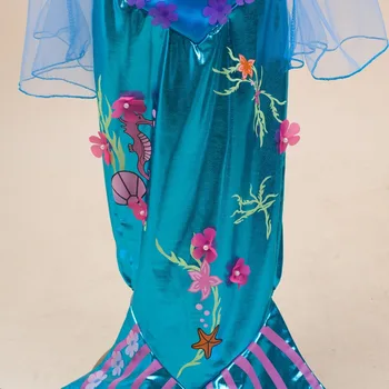 2017 Fete Noi Rochii Sirena cu Perle Copii de Halloween Little Mermaid Ariel Cosplay, Costume de Carnaval pentru Copii Rochie de Petrecere