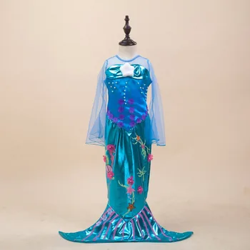 2017 Fete Noi Rochii Sirena cu Perle Copii de Halloween Little Mermaid Ariel Cosplay, Costume de Carnaval pentru Copii Rochie de Petrecere