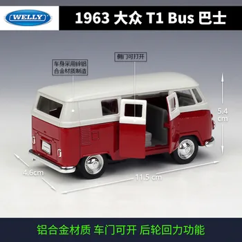 Welly 1:36 Volkswagen 1963 T1 Bus aliaj model de masina trage înapoi de vehicul de a Colecta cadouri Non-telecomanda tip de transport de jucărie