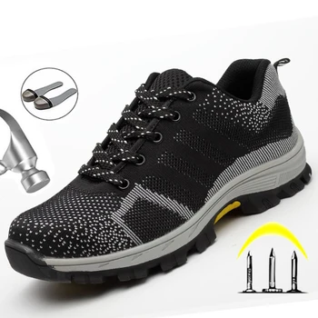 Barbati Pantofi de Lucru Steel Toe de Siguranță Cizme Pentru Bărbați Anti-zdrobitor Puncție Dovada Cizme de Lucru Reflcetive Adidasi Pentru Omul de Pantofi în aer liber
