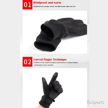 Mănuși pentru Bărbați de Iarnă Polar Fleece Plus Catifea Îngroșat Cald Mănuși Pentru Ciclism Sportiv de Conducere, Non-alunecare de Caldura Mănuși Touch Screen