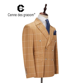 2020 Cenne Des Graoom Nouă Bărbați Costum Carouri Dublu Rânduri Două Bucăți de Șase Butonul Slim Fit de Înaltă Calitate, Petrecere de Nunta, Costum DG-MT
