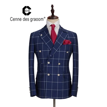 2020 Cenne Des Graoom Nouă Bărbați Costum Carouri Dublu Rânduri Două Bucăți de Șase Butonul Slim Fit de Înaltă Calitate, Petrecere de Nunta, Costum DG-MT
