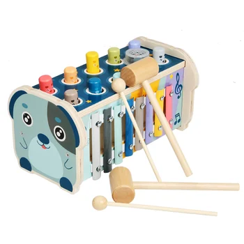Muzica din Lemn Joc Whac-a-mole Joc de Învățare Montessori Jucărie de Învățământ Câine Numărul de Puzzle Creier de Formare Jucării Pentru Copii Cadouri