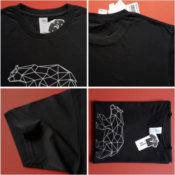 Noul Urs de Linii Geometrice Bărbați T-shirt Boutique Tesatura de Bumbac Moale de Vara Tricou Maneca Scurta de Artă Creativă Animal Print Topuri Tricouri