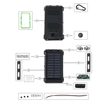 Bakeey DIY 20000mAh Dual USB DIY Solar Power Bank Caz Kit cu LED rezistent la apa Baterie cutii de depozitare diy