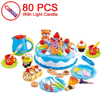 DIY 37-80BUC Tort Alimente Jucărie de Bucătărie Pretinde Joc Fructe de Tăiere Ziua Jucării Cocina De Juguete Roz Albastru Pentru Copil Cadou de Învățământ