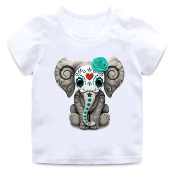 Copii drăguț elefant de echitatie motocicleta de imprimare T-shirt 3D elefant tricou baieti si fete gât moale de bumbac casual t-shirt