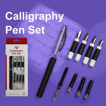 Noi 4 Peniță de Stilou Caligrafie Extinde Titular cu 3Pcs Cerneală pentru Scris Pixuri Cartuș Cutie de Cadou de Birou Rechizite