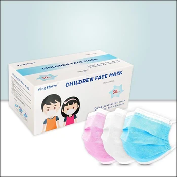 50pcs copii mască de unică folosință non-țesute topit masca de copil, masca de 3-layer mască de praf alb albastru roz masca