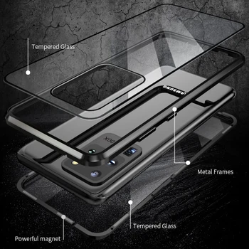 De Lux De Caz Pentru Samsung Galaxy S20 Plus Ultra 360 Protecție Completă Magnetic Ecran Sticla Aluminiu Metal Acoperi Caz