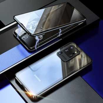 De Lux De Caz Pentru Samsung Galaxy S20 Plus Ultra 360 Protecție Completă Magnetic Ecran Sticla Aluminiu Metal Acoperi Caz