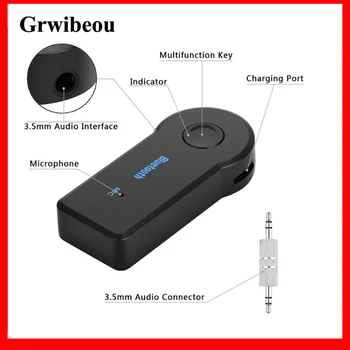 GRWIBEOU Wireless Bluetooth, 3.5 mm AUX Audio Adaptor Bluetooth Adaptoare Muzica Masina Acasa Receiver Audio bluetooth Adapter
