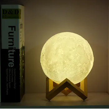 Imprimare 3D Moon Light Senzor Tactil de Control de la Distanță 16 Culori LED Noapte Lumina Estompat USB Reîncărcabilă Dormitor Noptieră Lampa