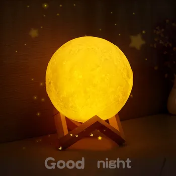 Imprimare 3D Moon Light Senzor Tactil de Control de la Distanță 16 Culori LED Noapte Lumina Estompat USB Reîncărcabilă Dormitor Noptieră Lampa