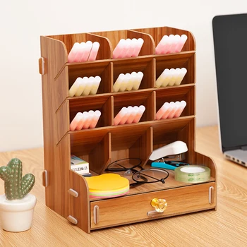 Birou din lemn Organizator Multi-Funcțional DIY creion Stilou Titularul Cutie Desktop Staționare Biroul de Acasă de Aprovizionare Raft de Depozitare