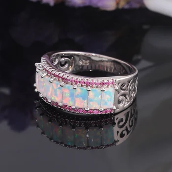 CiNily Alb & Portocaliu Opal Cubic Zirconia Inele Placate Cu Argint Vara Cadouri Bijuterii Fată Femeie Dimensiuni De 6-10