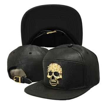 Adult Unisex Crocodil PU Șapcă de Baseball Craniu de Aur Logo Bărbați Hip Hop Street Snapback Cap de Brand Plat Casquette Hat Pentru Femei