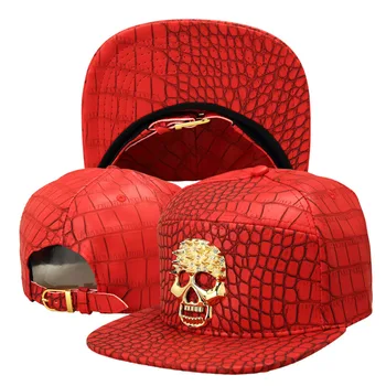 Adult Unisex Crocodil PU Șapcă de Baseball Craniu de Aur Logo Bărbați Hip Hop Street Snapback Cap de Brand Plat Casquette Hat Pentru Femei