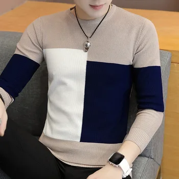 Pulover Barbati 2020 Moda coreeană Maneca Lunga Pulover de Barbati Casual Subțire O de Gât Tricotate Jumper Pull Homme Asiatice Dimensiunea de Îmbrăcăminte pentru Bărbați