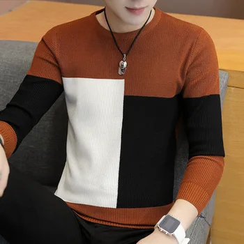 Pulover Barbati 2020 Moda coreeană Maneca Lunga Pulover de Barbati Casual Subțire O de Gât Tricotate Jumper Pull Homme Asiatice Dimensiunea de Îmbrăcăminte pentru Bărbați
