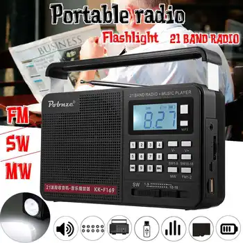 Portabil FM/MW/SW Full Trupe Internaționale CONDUS de Radio cu Lanterna MP3 Player TF Micro USB Vorbitor în aer liber
