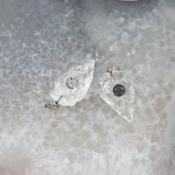 5pcs/lot,Pietre Naturale Cuart Clare vârfuri de Săgeți Pistol Negru Balls,caracteristică alb ștrasuri din Mărgele de cristal pandantiv Colier Cercei
