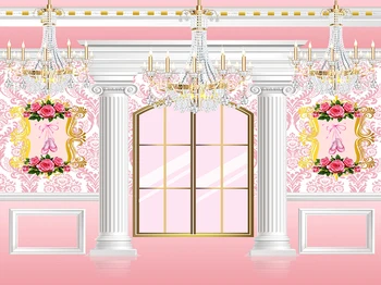 Roz Royal Balerina, Printesa Fata de Masa Banner de Fundal cu Masă Folie backgrund desert bomboane decor de masă de imprimare de vinil