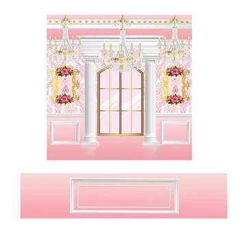 Roz Royal Balerina, Printesa Fata de Masa Banner de Fundal cu Masă Folie backgrund desert bomboane decor de masă de imprimare de vinil