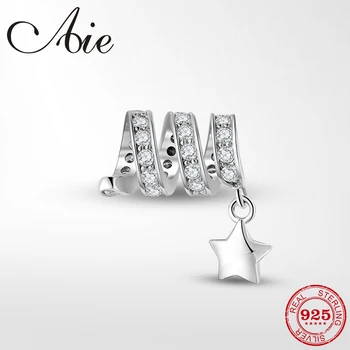 Simplu, elegant Argint 925 Spirală Stele Farmecul Șirag de mărgele fine Bijuterii de luare a se potrivi Original Europene Farmecul Bratari DIY