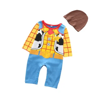 Copil mic Maneca Lunga Salopetă O-neck Bumbac Anime Sleepwear Salopeta Salopete 6-18 Luni Unisex body pentru bebeluși Romper și Pălărie Set