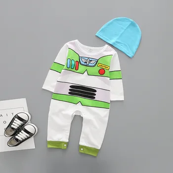 Copil mic Maneca Lunga Salopetă O-neck Bumbac Anime Sleepwear Salopeta Salopete 6-18 Luni Unisex body pentru bebeluși Romper și Pălărie Set