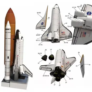 1 Set de Copii DIY Spațiu de Transfer cu Modele de Avioane de Hârtie 1:150 Model Space Jucarii Handmade Adult Rachete de Învățământ Pentru Copii V6H8