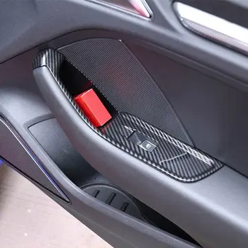 Fibra de Carbon de Culoare Geam Mașină de Ridicare Rama Decor Autocolant Pentru Audi A3 8V-18 LHD ABS Cotiera Auto Ușă Decalcomanii