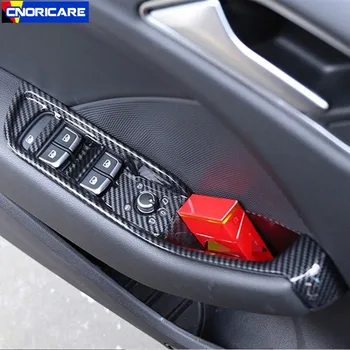 Fibra de Carbon de Culoare Geam Mașină de Ridicare Rama Decor Autocolant Pentru Audi A3 8V-18 LHD ABS Cotiera Auto Ușă Decalcomanii