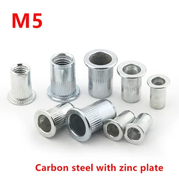 500pcs Filet M5 Nit Piuliță din oțel Carbon Zinc palted Piuliță m5 Nitul piuliță Insertii Cap Plat Nit Nuci Rivnut