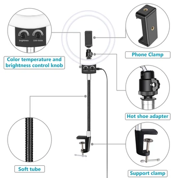 Neewer 8.9 inch Webcam Lumină pentru camera web Logitech Estompat USB LED Lumină Inel Flexibil cu Suport și Suport de Telefon