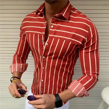 Bărbați de Lux Formale Camasa cu Maneca Lunga Slim Fit Tricouri de Afaceri de Top Om Casual Bluza 2019 Primavara Toamna cu Maneca Lunga Bluza cu Dungi