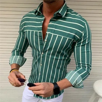 Bărbați de Lux Formale Camasa cu Maneca Lunga Slim Fit Tricouri de Afaceri de Top Om Casual Bluza 2019 Primavara Toamna cu Maneca Lunga Bluza cu Dungi