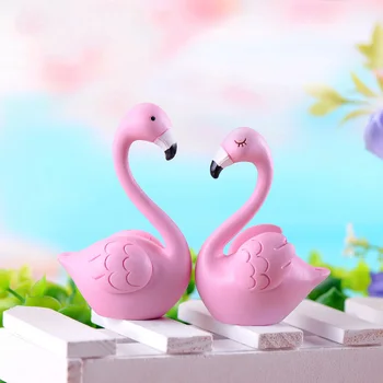 Pasăre de culoare roz, figurine în miniatură figurine decor Acasă mini zână grădină, animalele de casa ornamente ambarcațiuni de rășină din plastic