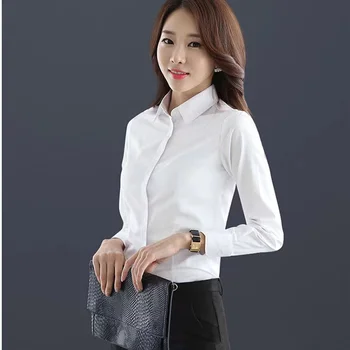 Subțire / de pluș toamna / iarna noi camasa alba maneca lunga femei coreene slim fit casual uzura de muncă tricou profesionale purta