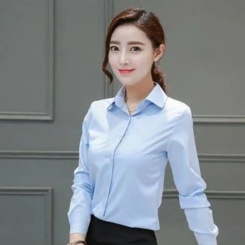 Subțire / de pluș toamna / iarna noi camasa alba maneca lunga femei coreene slim fit casual uzura de muncă tricou profesionale purta